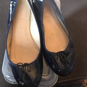 J crew navy patent ballet flats